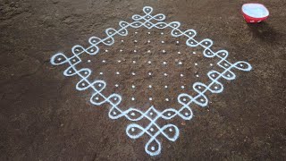 13 x 1 dots sikku kolam easy method  kambi kolam  big kolam designs  SathyaSelva Arts [upl. by Olcott]