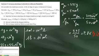 Exercice 3 la masse volumique la densité et critère de flottabilité [upl. by Subocaj575]