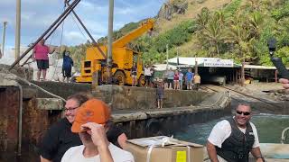 Departing Pitcairn Island on a longboat [upl. by Chancey]