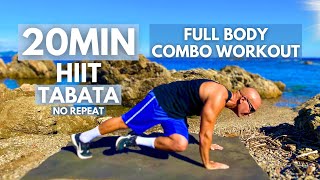 TABATA HIIT 20MIN  COMBO WORKOUT  Tabata 3010  NO REPEAT FULL BODY 💪 [upl. by Parik]