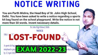 Notice WritingLostFound NoticeNotice 202223 ExamLostFound English NoticeLost noticefound [upl. by Luemas]