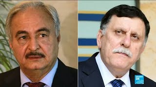 Libyan rivals Khalifa Haftar and Fayez alSarraj lined up against each other [upl. by Akined]