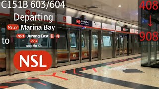 SMRT Slow Acceleration Kawasaki CSR Qingdao Sifang C151B 603604  Departing Marina Bay NSL [upl. by Sirdna873]