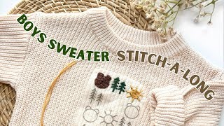 Baby Boy Nature Sweater StitchALong  Embroidered Sweater Tutorials [upl. by Llenral]