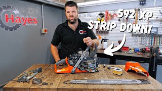 Husqvarna 592 XP Chainsaw In Depth Technical Detail [upl. by Enyawad]