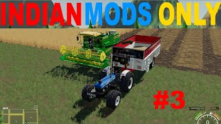 indian mods only 3 hind 999 combine testing feeding cows fs19 dhaliwalgaming 5911 hind999 [upl. by Nylhtiak]