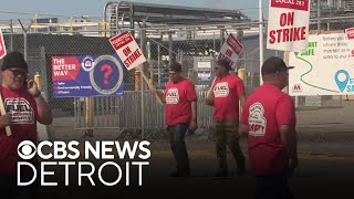 Detroit Marathon refinery union workers go on strike [upl. by Stanzel995]