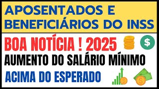 INSS  SALÁRIO MÍNIMO ACIMA DO ESPERADO PARA 2025 inss [upl. by Eniamaj]