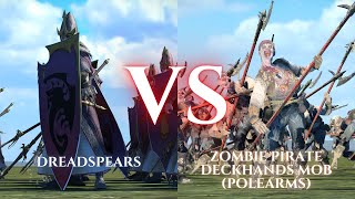 WARHAMMER III Total War  Dreadspears VS Zombie Pirate Deckhands Mob Polearm [upl. by Bollinger857]