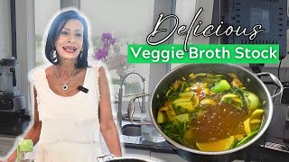 Homemade Vegetable Broth Stock  Eating for a Healthy Life [upl. by Goltz]