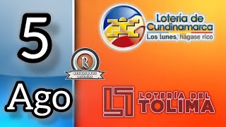 Resultados de las LOTERIAS CUNDINAMARCA Y TOLIMA del Lunes 5 de Agosto del 2024 [upl. by Marylin]