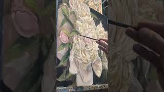 Peony oil painting on canvas timelapse [upl. by Erodaeht]