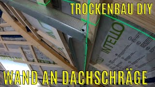 wie montiere ich das UW  Deckenprofil einer Trockenbauwand an eine Dachschräge  Trockenbau DIY [upl. by Jacey663]