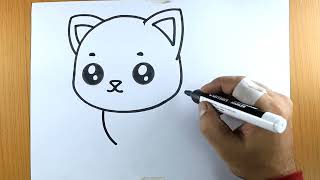 Cute big cat drawing for kids learning  kids colouring books  kids video draw [upl. by Kirred]