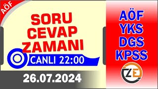 AÖF 26 07 2024 Canlı  Soru Cevap Zamanı  Açıköğretim DGS KPSS YKS Tercih [upl. by Burnie867]