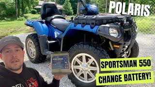 Polaris Sportsman 550 BATTERY change [upl. by Asikal746]