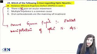 Optic neuritis inicet pyq [upl. by Eselehs]