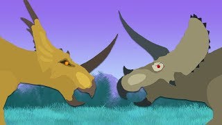 Dinosaurs cartoons battles Triceratops vs Styracosaurus  DinoMania [upl. by Mccready]