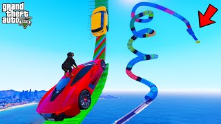 FRANKLIN TRIED ULTRA LONG UPWARD TUBE PARKOUR RAMP CHALLENGE GTA 5  SHINCHAN and CHOP [upl. by Learrsi]