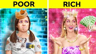 HOW TO BECOME A PRINCESS  Rich vs Poor Creative Parenting Hacks DIY Ideas by 123 GO [upl. by Hindu]