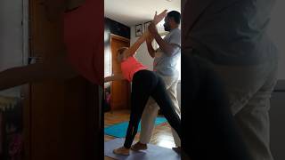 yoga adjustment clip about parivritta trikonasana trikonasana yoga [upl. by Nauqas]