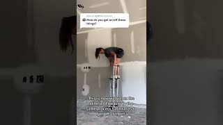 How to get on stilts when you can’t jump like your sister🤣 drywall stilts construction [upl. by Affrica]