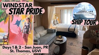 Windstar Cruises Star Pride  Part 1  Star Balcony Tour  Star Pride Ship Tour  St Thomas USVI [upl. by Etnomed]