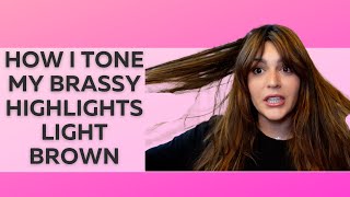 How To Tone Brassy Highlights Light Brown DIY for Dark Brown hair [upl. by Niad]