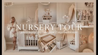 NURSERY TOUR  Gender Neutral Nursery  Cosy Boho Decor amp Organisation Ideas ☁️ [upl. by Attalie]