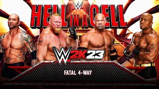 WWE 2K23  Batista VS Brock Lesnar VS Goldberg VS Bobby Lashley  Fatal 4Way Match [upl. by Sonahpets]