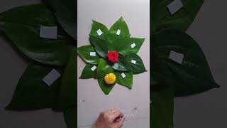 DIY Easy Background decoration for Varamahalakshmi Pooja  Leaf Decoration ideshorts youtubeshorts [upl. by Radnaskela]