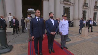 Chilean and French National Anthem  Macrons Welcoming Ceremony [upl. by Kemeny]