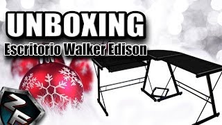 Unboxing Escritorio de Esquina Walker Edison Vidrio Negro [upl. by Bate]