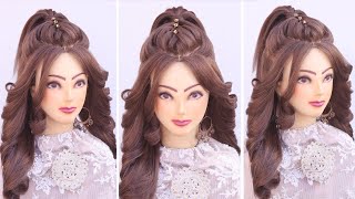 Stylish best ponytail l wedding hairstyles kashees l curly bridal hairstyles l engagement look [upl. by Knight]