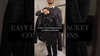 EASY LEATHER JACKET COMBINATION leatherjackets jackets mensfashion [upl. by Ynotna706]