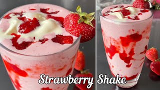 Strawberry Milkshake with homemade strawberry crush syrup  strawberry recipes  strawberry shake [upl. by Ailefo422]