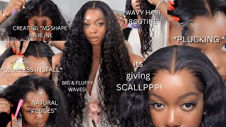 LOW MSHAPED HAIRLINE IN DEPTH amp DETAILED LONG amp FLUFFY 36quot WATERWAVE CLOSURE WIG INSTALL ASTERIA [upl. by Yak649]