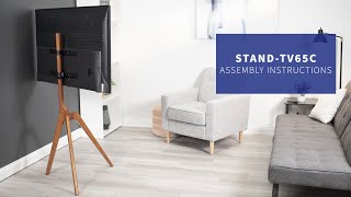 STANDTV65C Solid Wood TV Floor Stand for 45quot to 65quot TVs Assembly by VIVO [upl. by Hendrick]