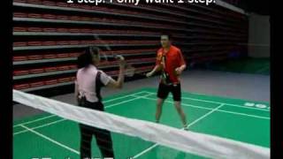 Episode 07 part 2  Footwork Backhand Grip Badminton Training by Zhao and Xiao [upl. by Sixla580]