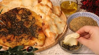 PALÄSTINENSISCHES FLADENBROT MANAKISH ZATAR  MANAEESH  TABOON  ARABISCHES FLADENBROT [upl. by Vassaux]