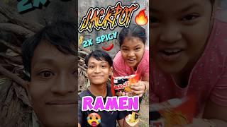 2x SPICY RAMEN NOODLES CHALLENGE 🍜 [upl. by Kcyrred]