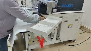 RAMBO RM727 Automatic polo shirt placket setter machine cold mechanical cutter automatic feeding [upl. by Cesaria]