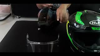 HJC RPHA 11 Pro Carbon Bleer Helmet visor and antifog installation [upl. by Pattin]