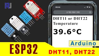 Measure Temperature and Humidity WiFi with ESP32 DHT11 and DHT22  Robojax [upl. by Chemaram609]