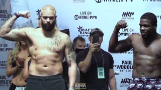 Deron Williams vs Frank Gore Final Staredown  Paul vs Woodley 2  MMA Fighting [upl. by Pearla]