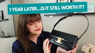 CELINE TRIOMPHE SHOULDER BAG CLAUDE 🖤✨ 1 YEAR REVIEW [upl. by Eiuqcaj]