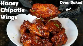 How To Make CRISPY Chicken Wings in the Oven  Honey Chipotle Wings MrMakeItHappen [upl. by Stiles]