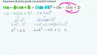 Equazione di primo grado con prodotti notevoli  risoluzione [upl. by Hildagard]