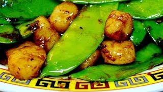 Stir Fry  Baby Scallop with Snow Peas in Oyster Sauce [upl. by Salangia]