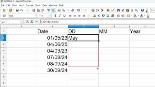 How to use text function to extract day month and year in Open office calc  Text function in Excel [upl. by Ojeitak254]